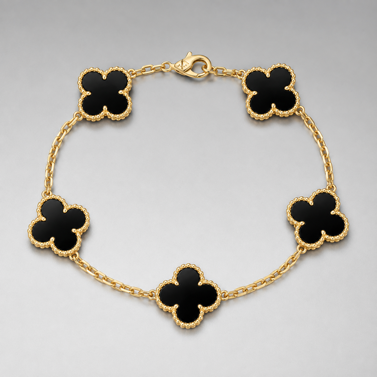 Midnight Luck Clover Charm Bracelet